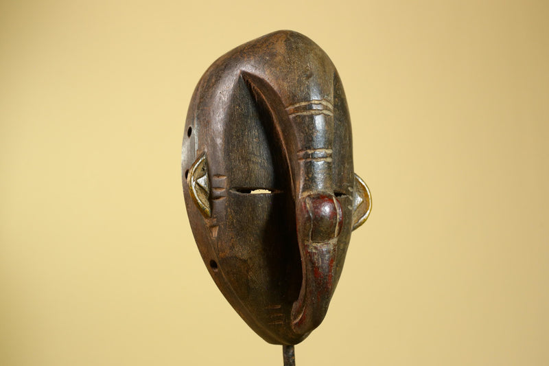 African Dan Mask Carved Wood Elongated Face Côte d’Ivoire Tribal Art Decor-G5969