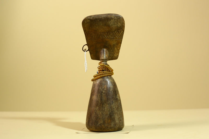 African Fertility Statue Carved Wood Beaded Neck Congo Tribal Art Decor-G5970