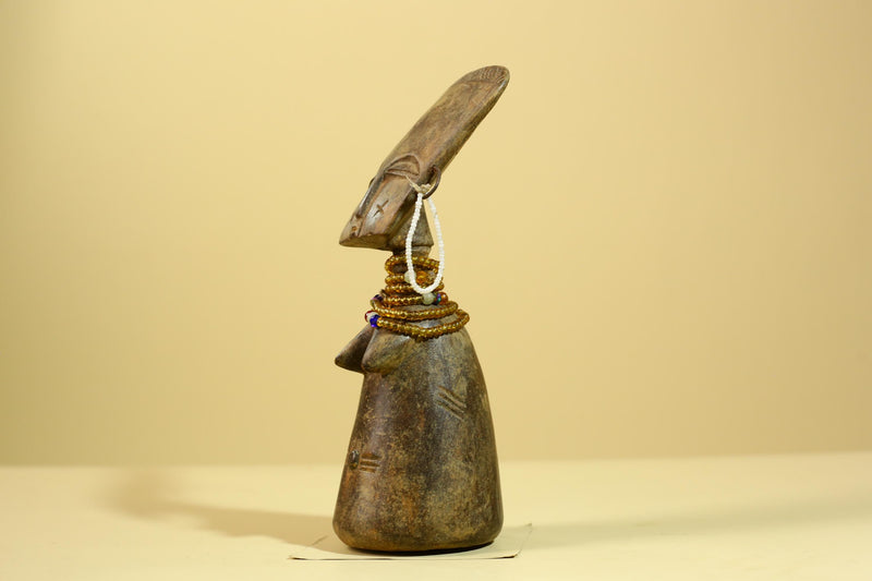 African Fertility Statue Carved Wood Beaded Neck Congo Tribal Art Decor-G5970