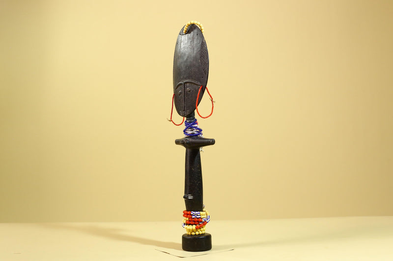 African Akuaba Fertility Statue Carved Wood Beaded Neck Ghana Tribal Decor-G5971