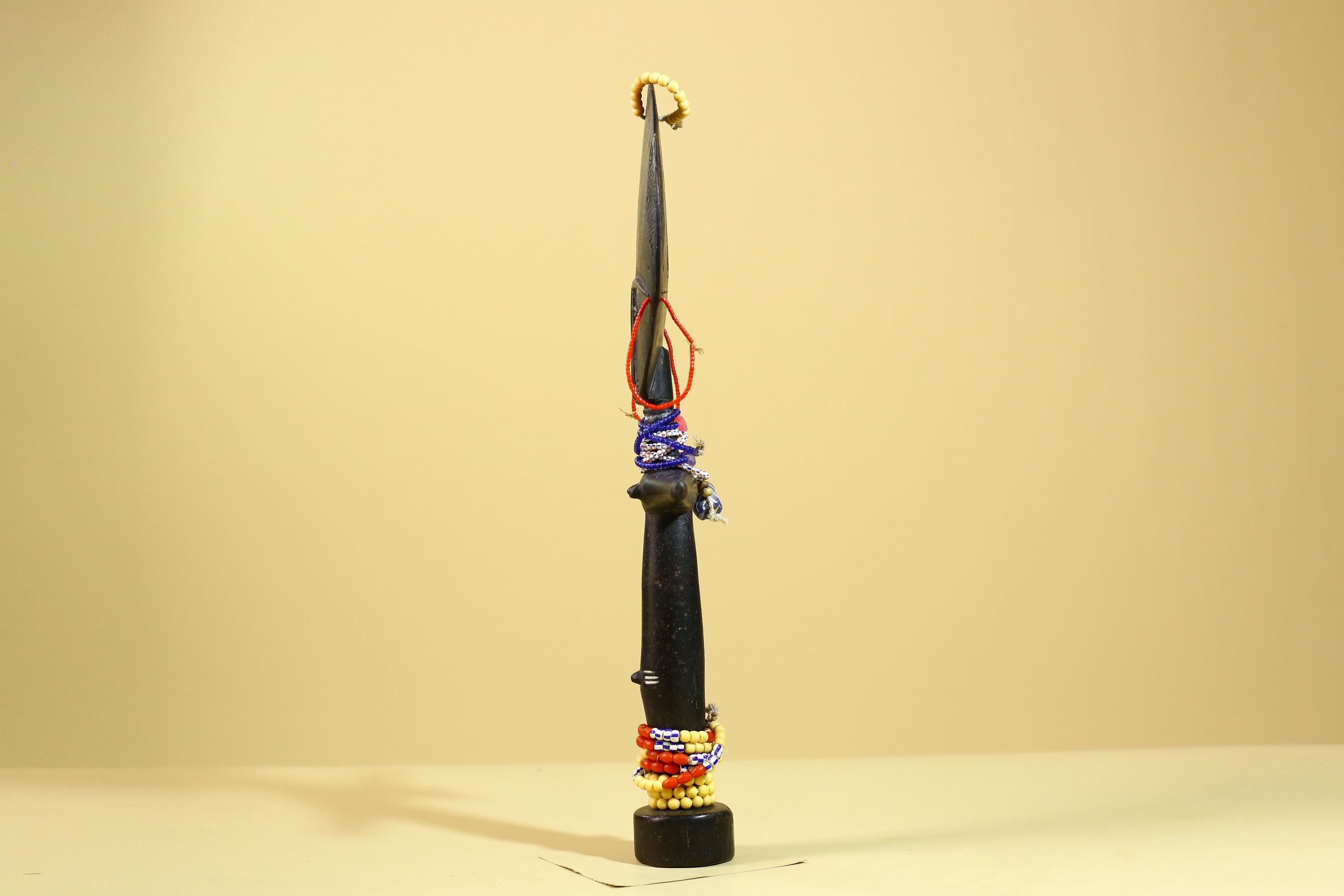 African Akuaba Fertility Statue Carved Wood Beaded Neck Ghana Tribal Decor-G5971