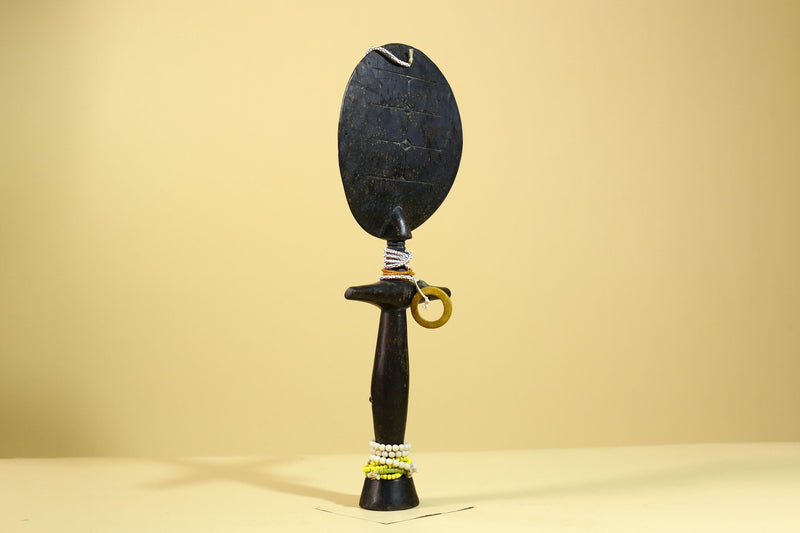 African Akuaba Fertility Statue Dark Wood Beaded Ghana Tribal Art Decor-G5972