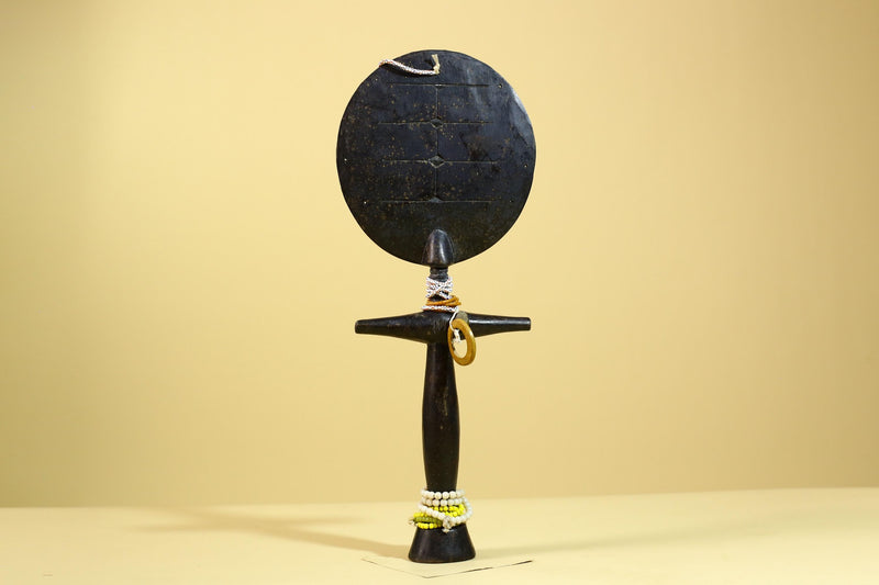 African Akuaba Fertility Statue Dark Wood Beaded Ghana Tribal Art Decor-G5972