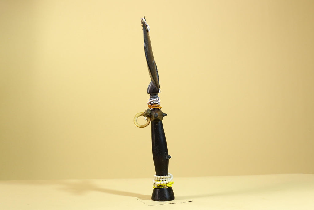 African Akuaba Fertility Statue Dark Wood Beaded Ghana Tribal Art Decor-G5972