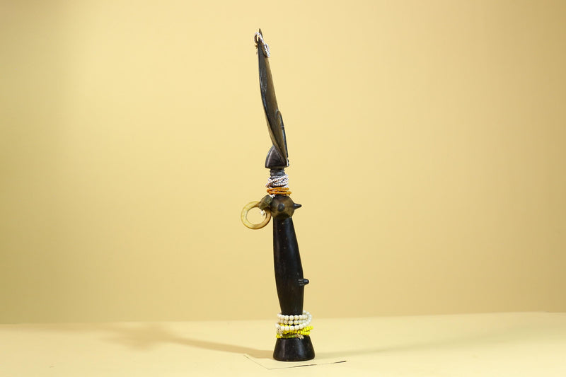 African Akuaba Fertility Statue Dark Wood Beaded Ghana Tribal Art Decor-G5972