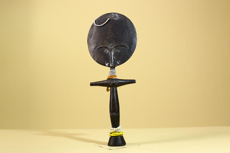 African Akuaba Fertility Statue Dark Wood Beaded Ghana Tribal Art Decor-G5972