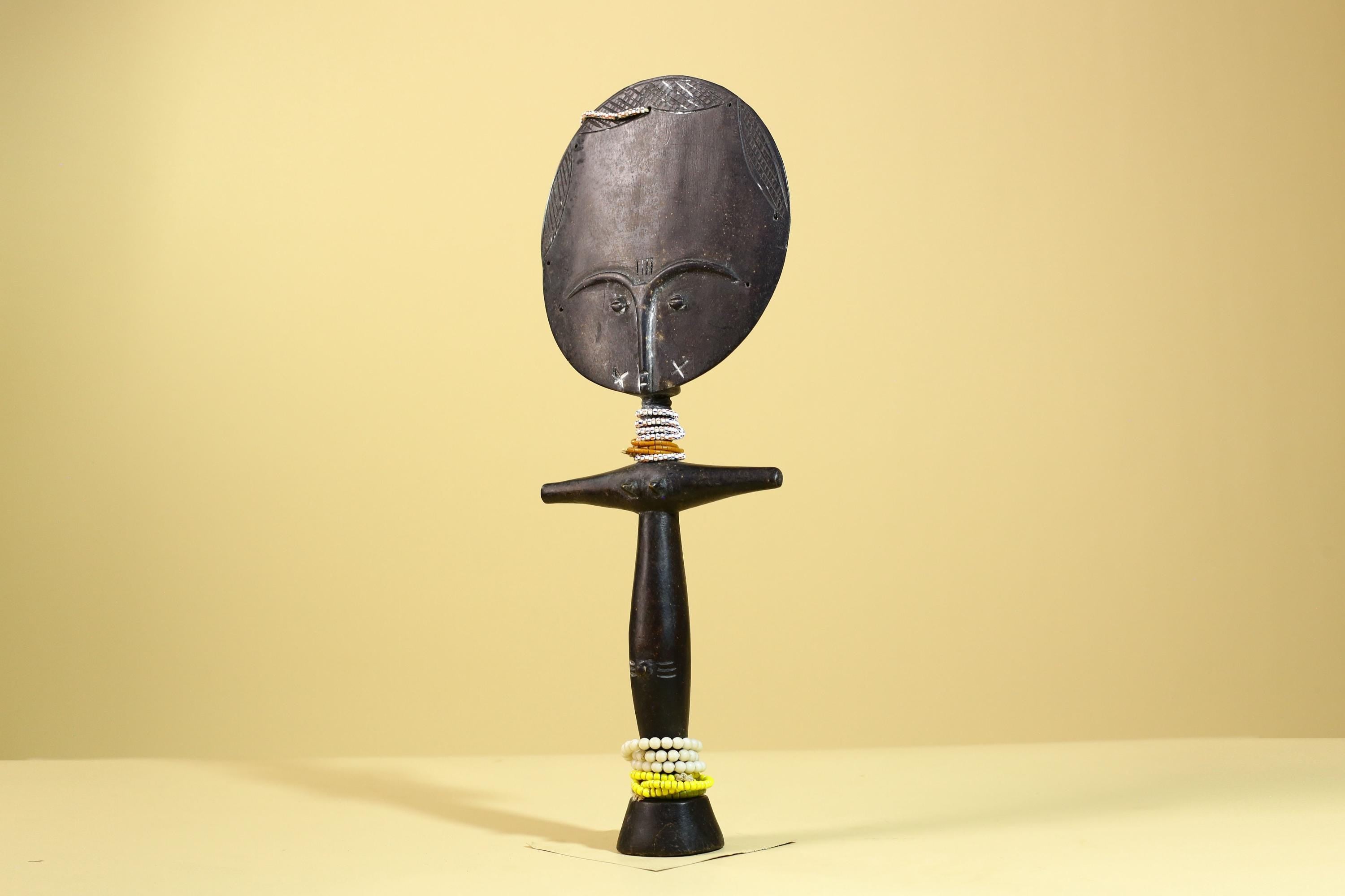 African Akuaba Fertility Statue Dark Wood Beaded Ghana Tribal Art Decor-G5972