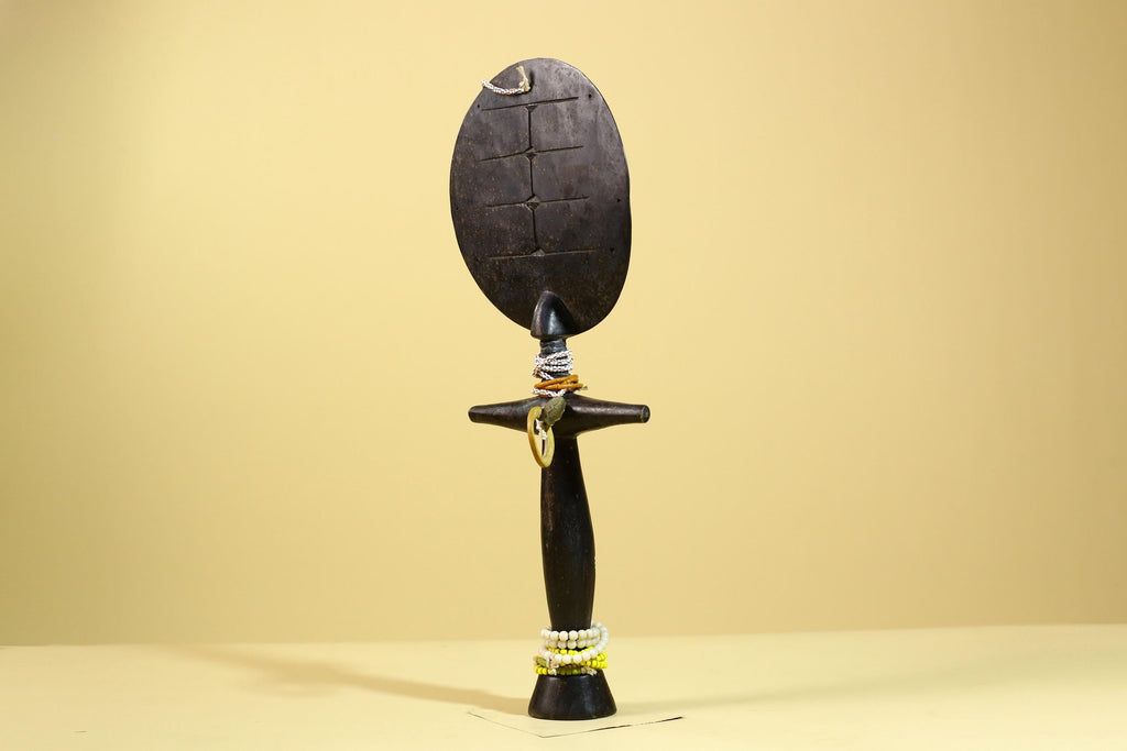 African Akuaba Fertility Statue Dark Wood Beaded Ghana Tribal Art Decor-G5972