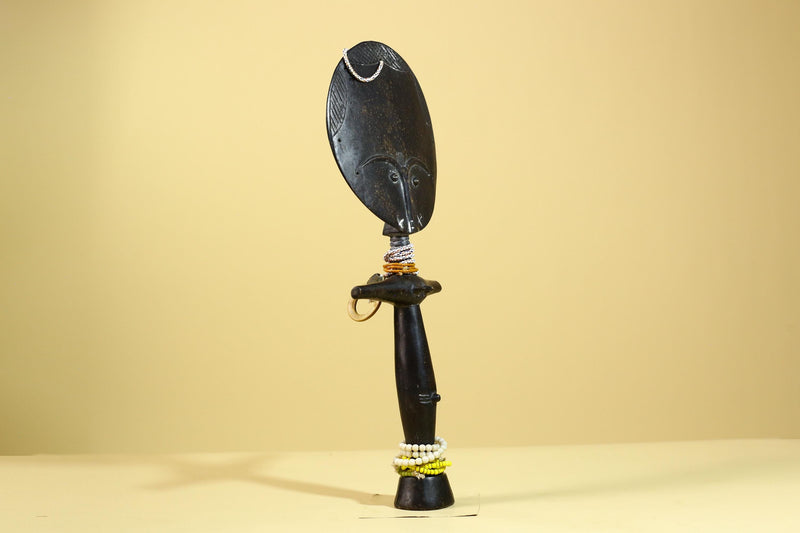 African Akuaba Fertility Statue Dark Wood Beaded Ghana Tribal Art Decor-G5972