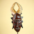 African Mask Guro Horned Vintage Tribal Art Handmade Wooden Wall Display-G6080