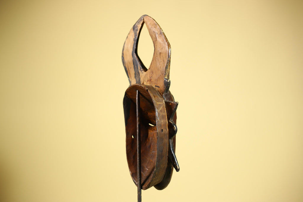 African Mask Guro Horned Vintage Tribal Art Handmade Wooden Wall Display-G6080