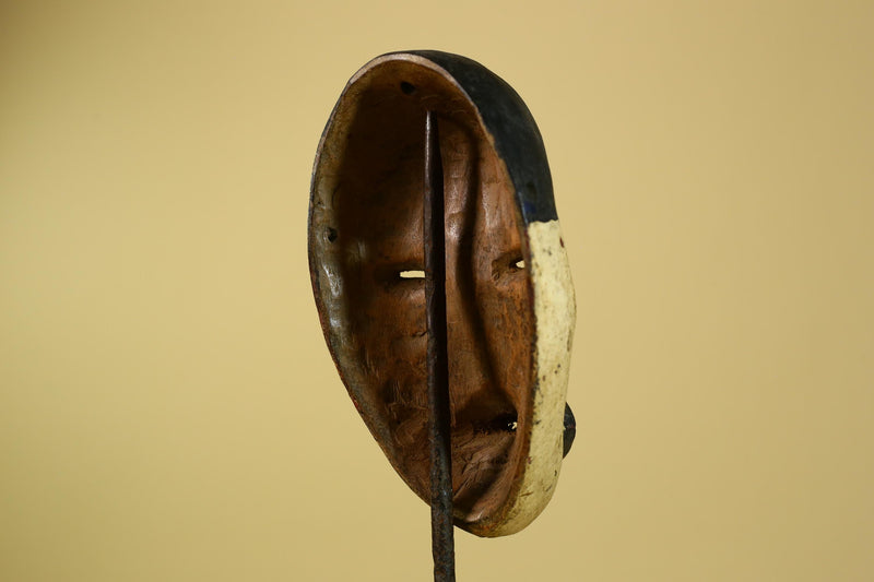 Dan African Mask Wood Carved Black White Face Tribal from Côte d’Ivoire-G5974