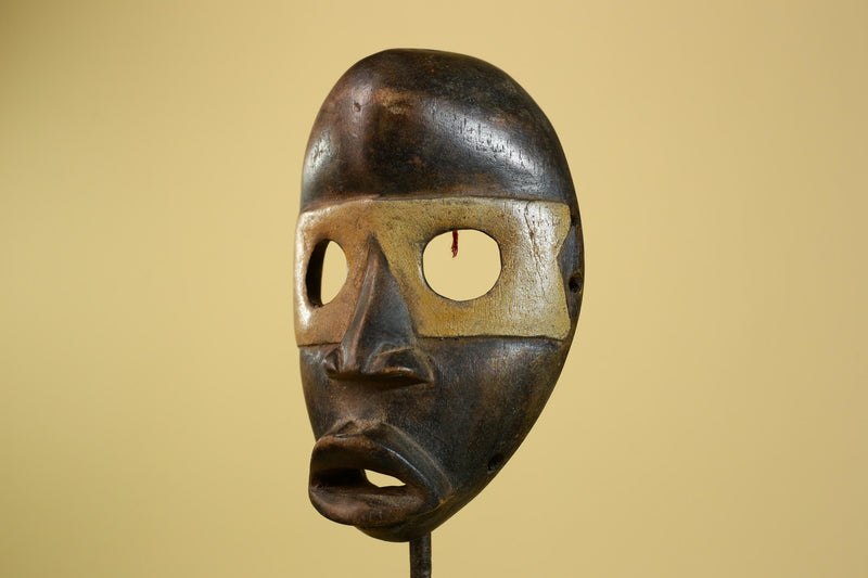 African Dan Mask Carved Wood Brown Black Face Côte d’Ivoire Tribal Decor-G5975