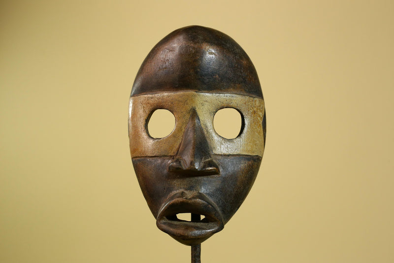 African Dan Mask Carved Wood Brown Black Face Côte d’Ivoire Tribal Decor-G5975