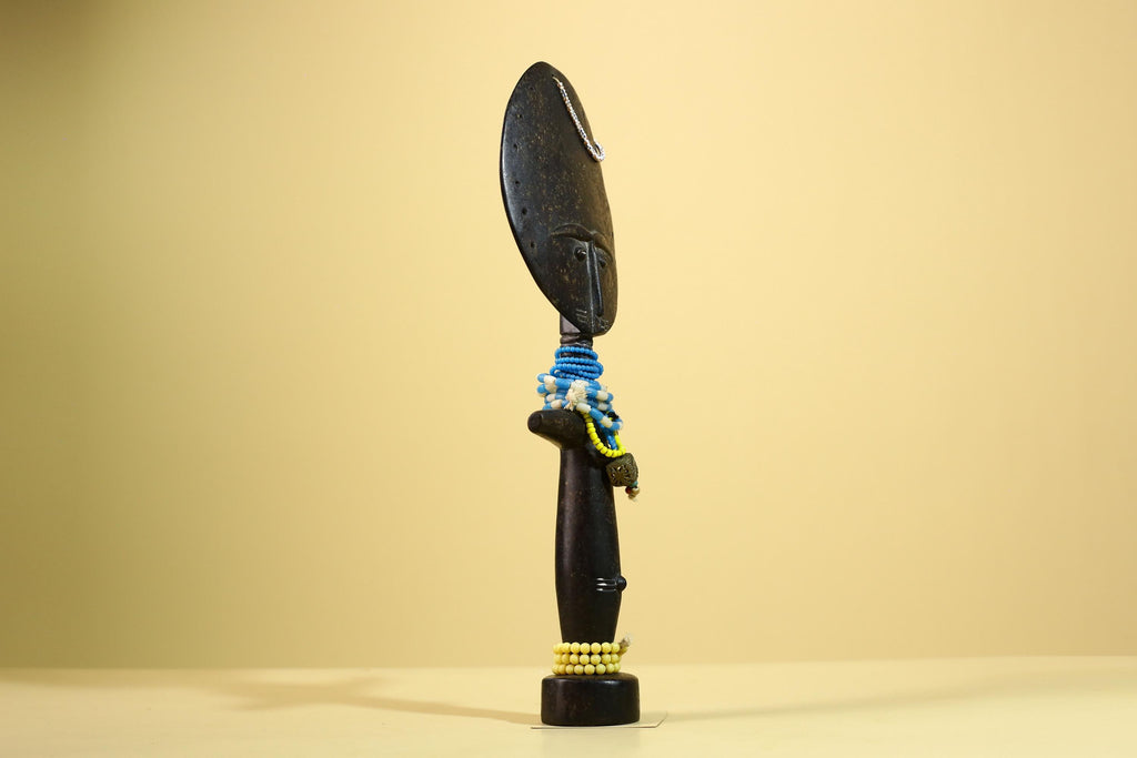 African Akan Statue Carved Wood Fertility Doll Ghana Tribal Art Decor-G5982