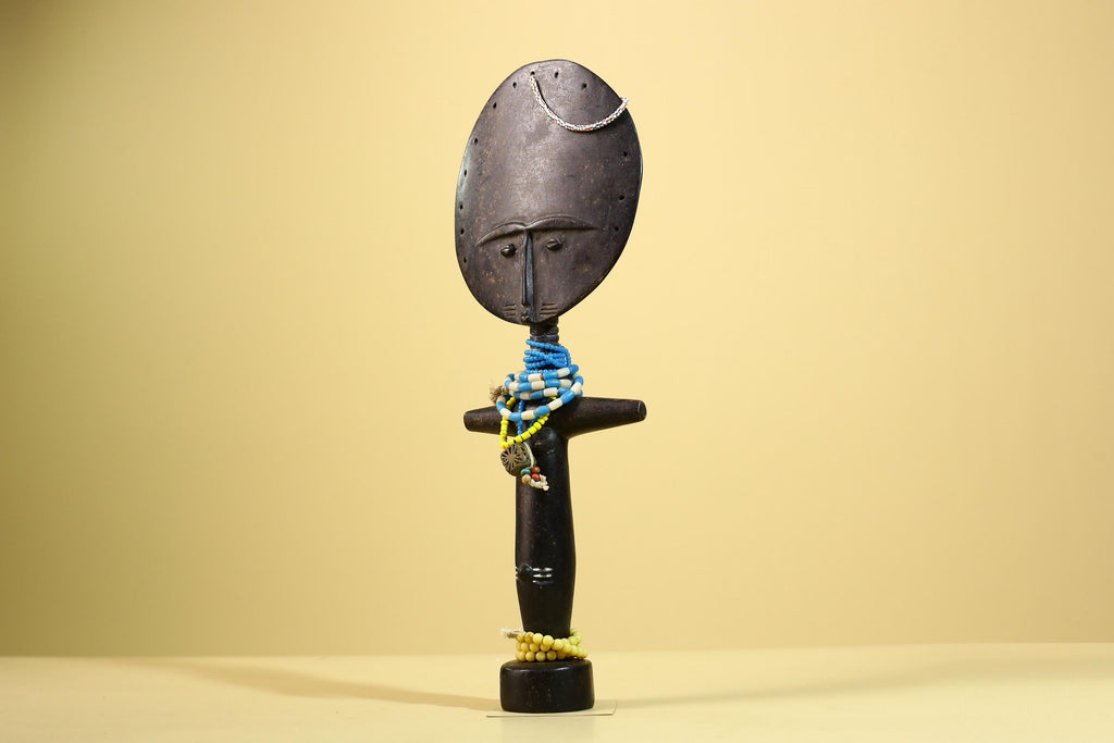African Akan Statue Carved Wood Fertility Doll Ghana Tribal Art Decor-G5982