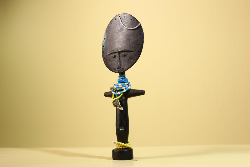 African Akan Statue Carved Wood Fertility Doll Ghana Tribal Art Decor-G5982