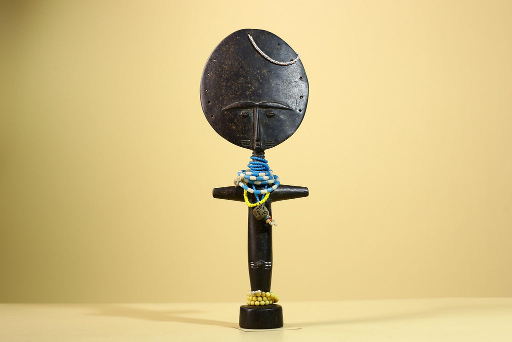 African Akan Statue Carved Wood Fertility Doll Ghana Tribal Art Decor-G5982