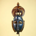 Handmade African Blue Guro Mask Bird Crest Carved Wood Tribal Wall Decor-G6089