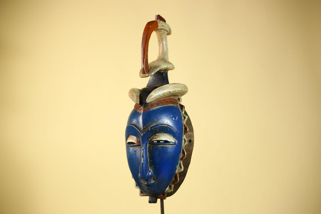 Handcrafted African Baule Mask Vintage Tribal Wooden Mask African Wall Art-G6090