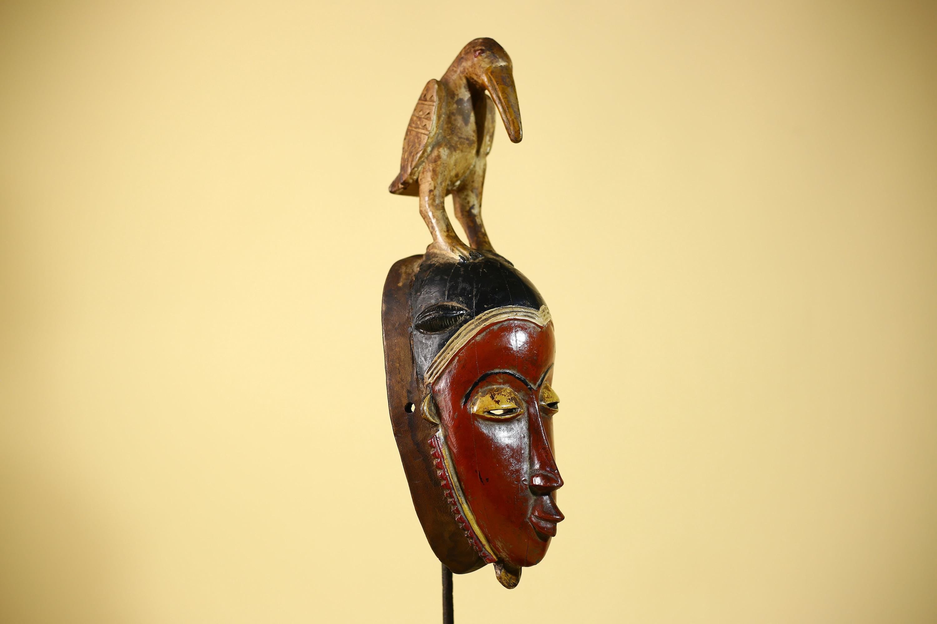 Wooden African Mask Guro Tribal Wood Carving Vintage Handmade Wall Art-G6091