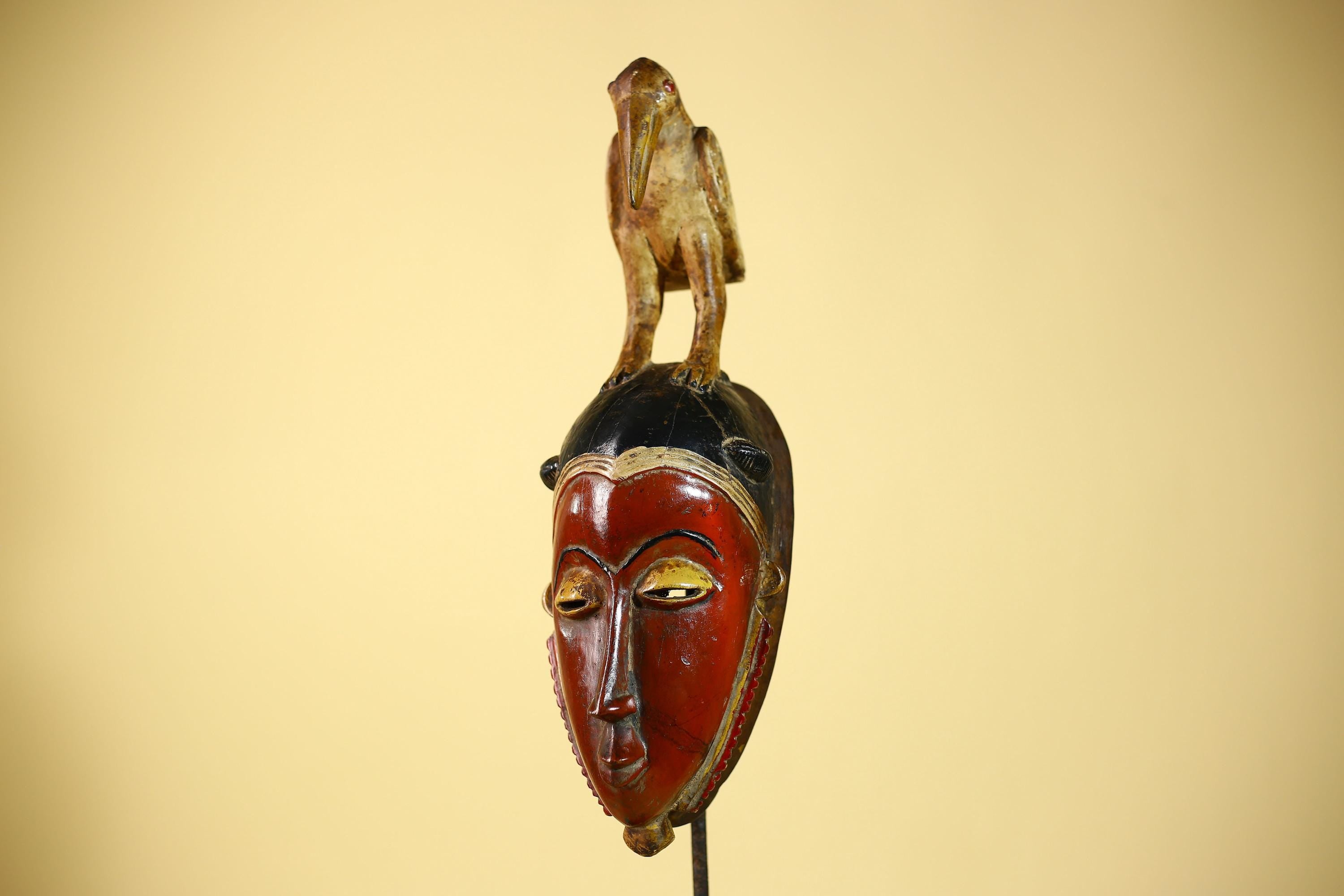 Wooden African Mask Guro Tribal Wood Carving Vintage Handmade Wall Art-G6091