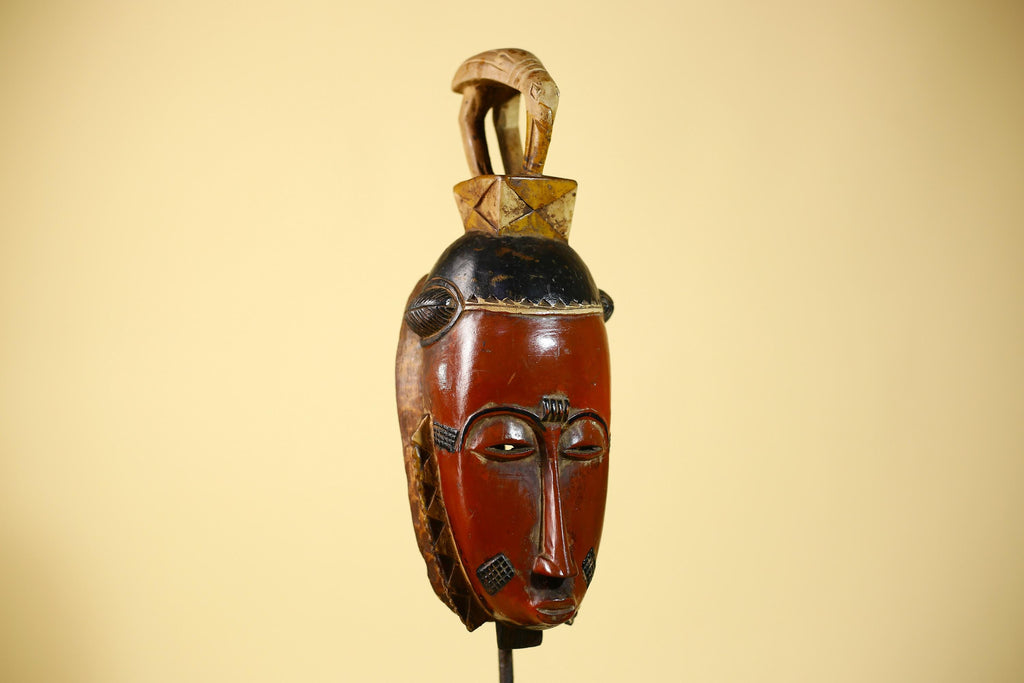 Rare African Baule Mask Wooden African Art Tribal Wall Art Vintage-G6097