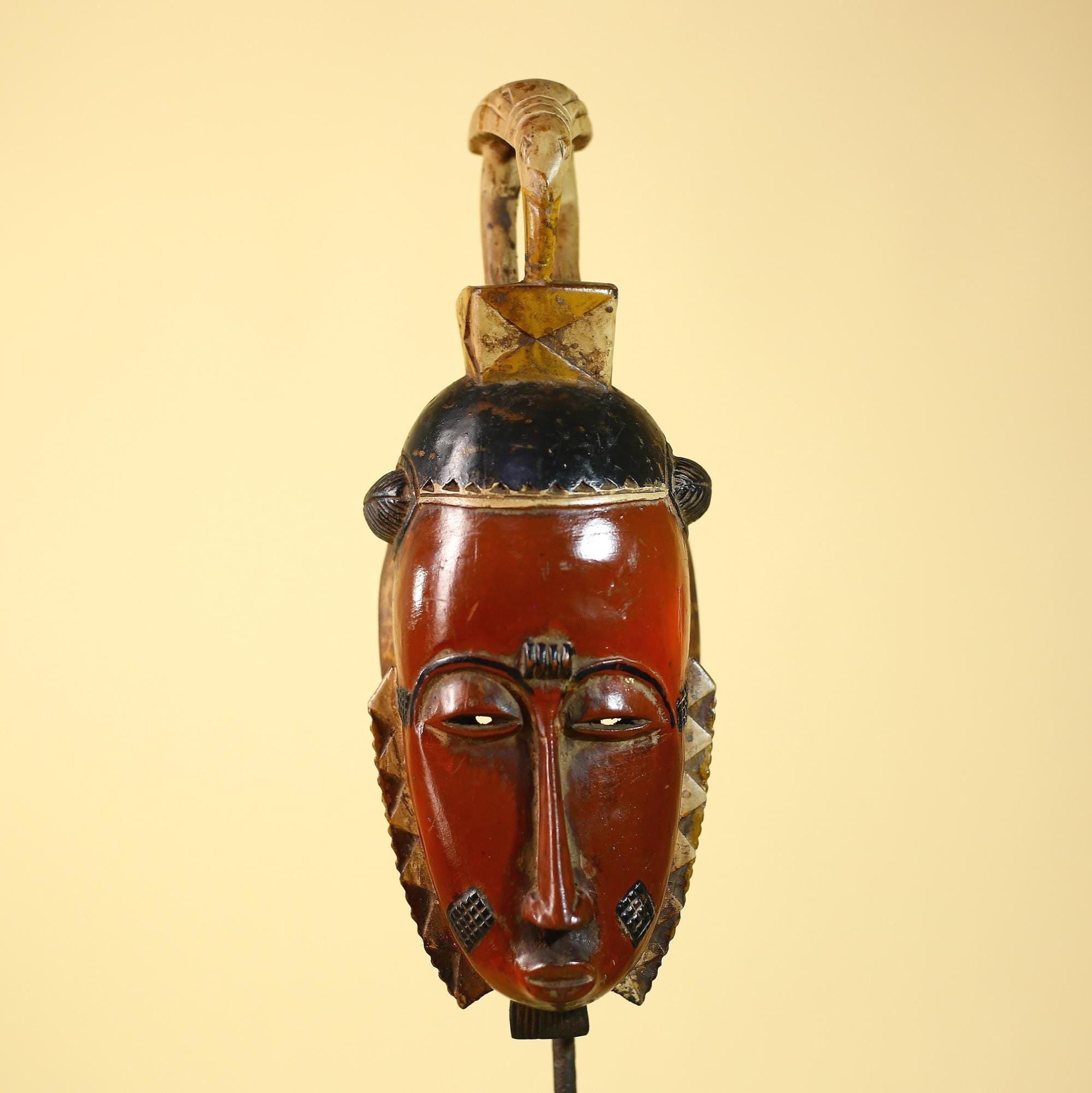 Rare African Baule Mask Wooden African Art Tribal Wall Art Vintage-G6097