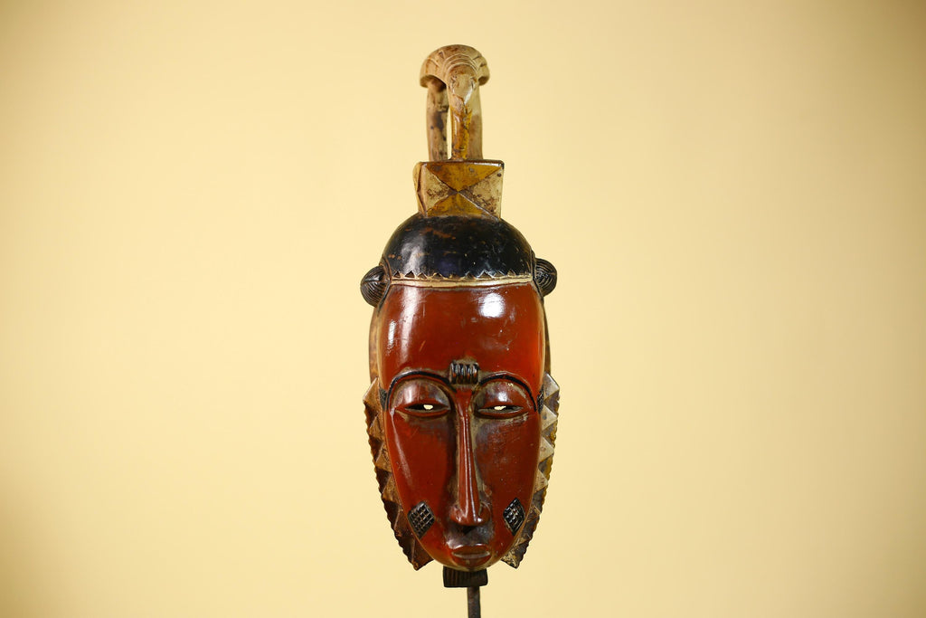 Rare African Baule Mask Wooden African Art Tribal Wall Art Vintage-G6097