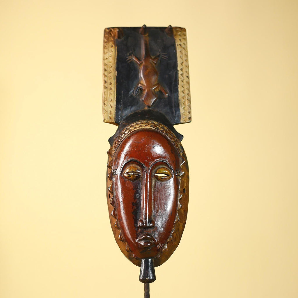 Wooden African Mask Baule Tribal Art Vintage Carved African Wall Art-G6098