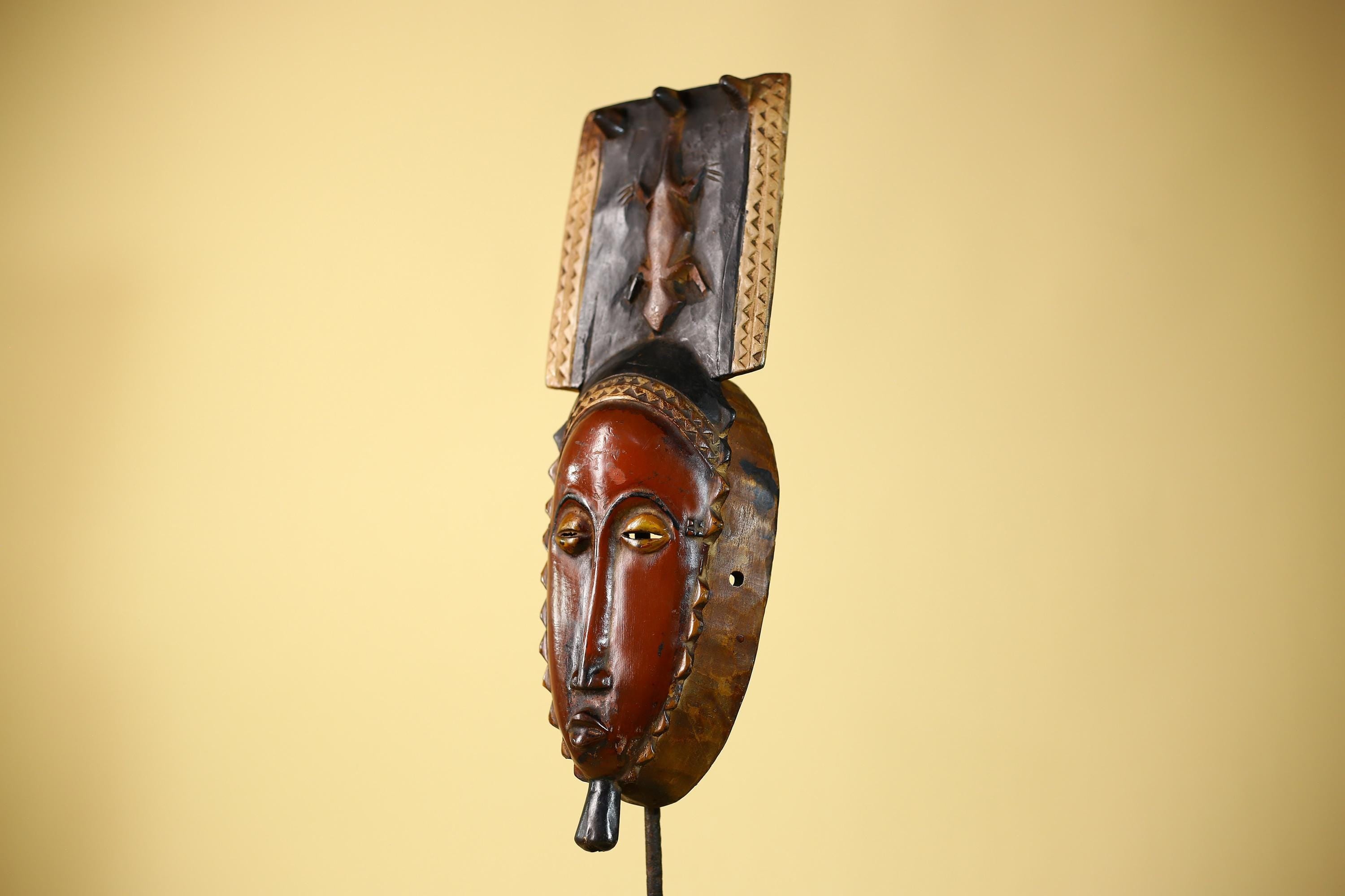 Wooden African Mask Baule Tribal Art Vintage Carved African Wall Art-G6098