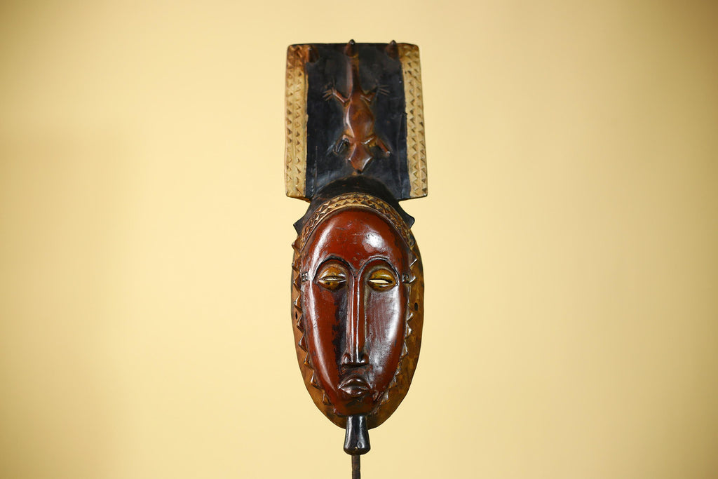 Wooden African Mask Baule Tribal Art Vintage Carved African Wall Art-G6098
