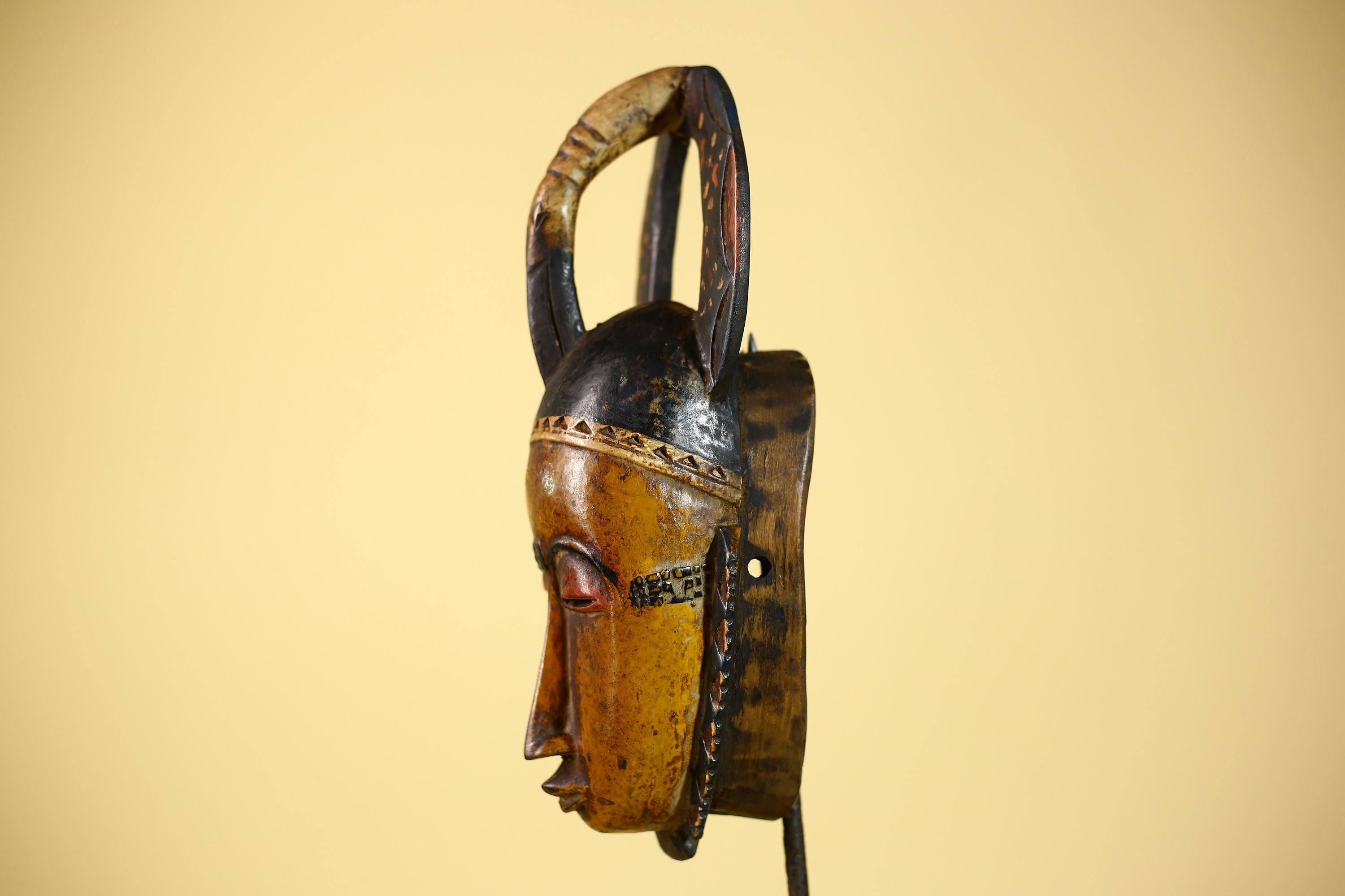 Handmade African Wooden Mask Baule Tribal Art Vintage Wall Decor-G6100