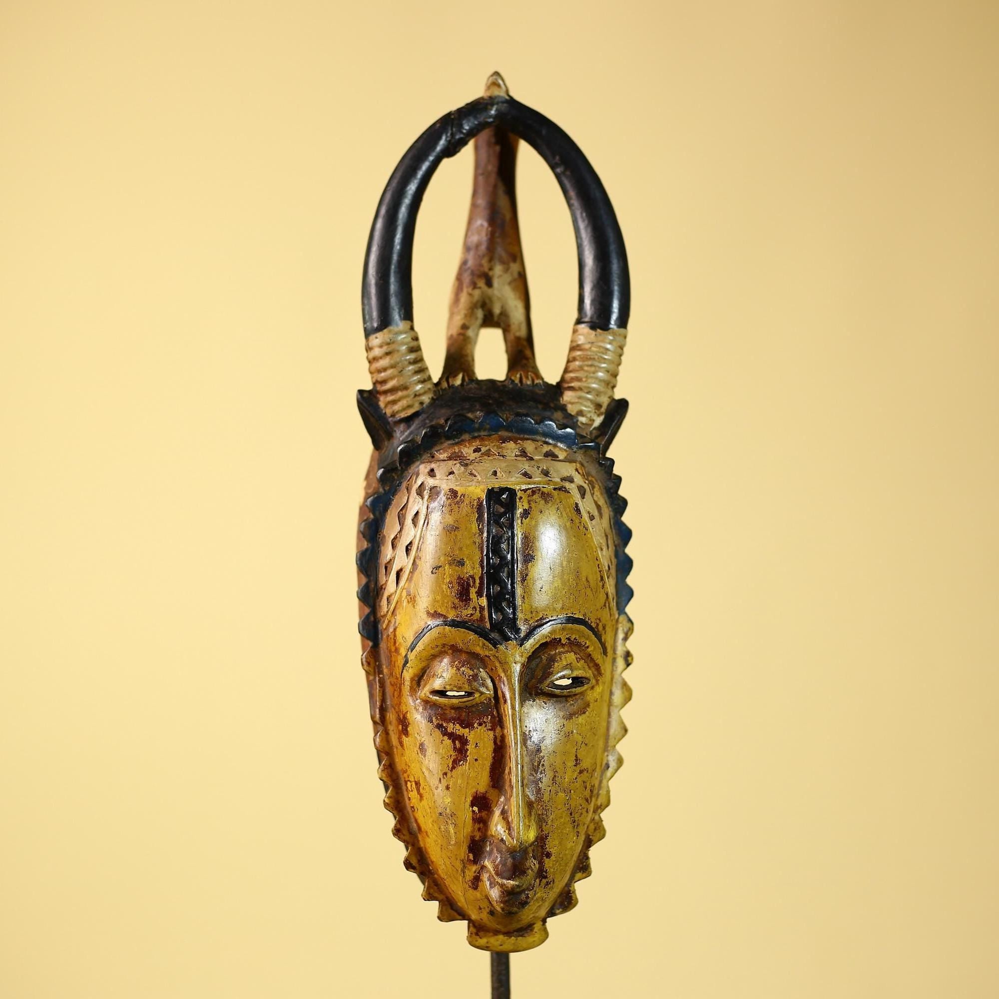 Handmade African Wooden  Mask Guro Tribal Art Vintage  Wall Decor-G6102