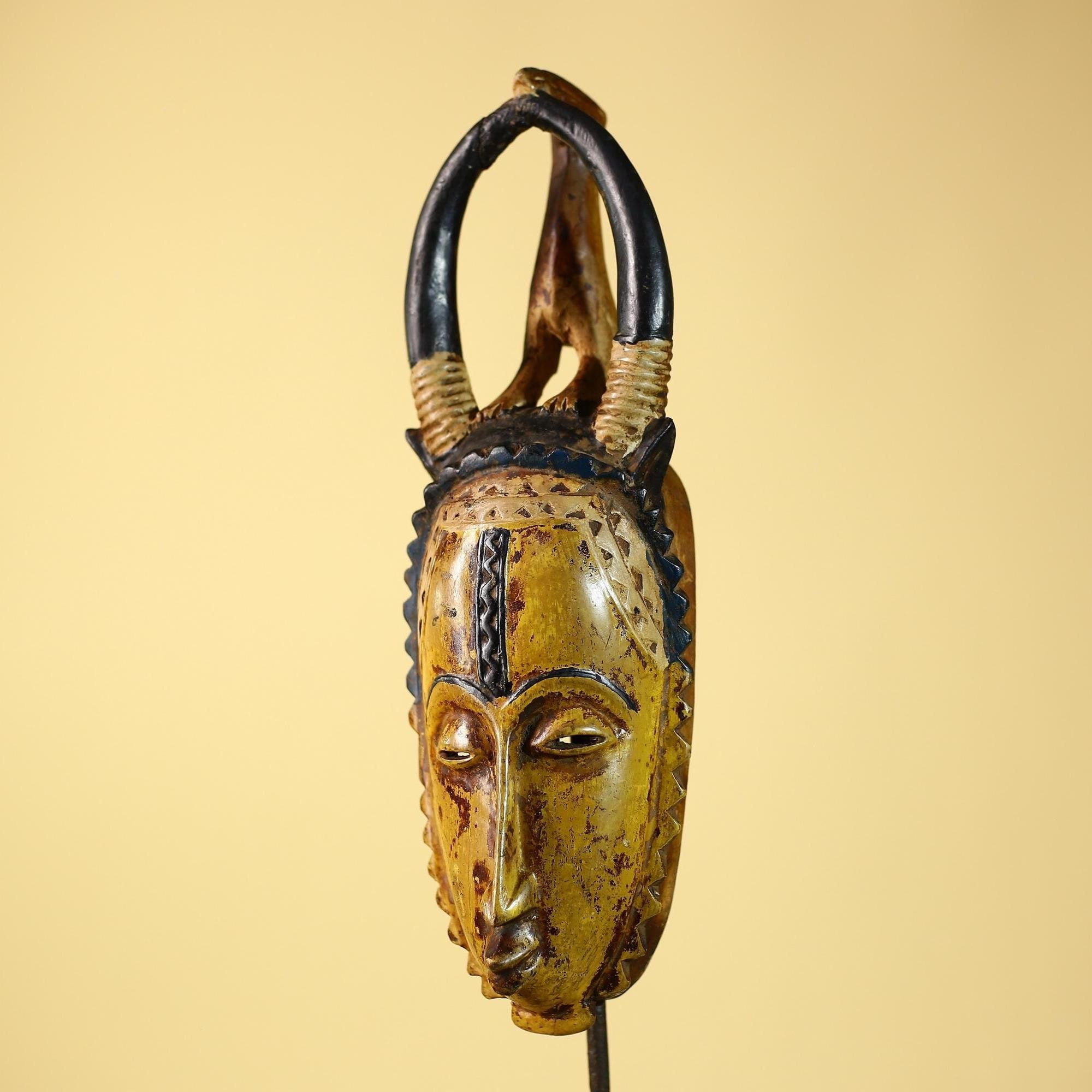 Handmade African Wooden  Mask Guro Tribal Art Vintage  Wall Decor-G6102
