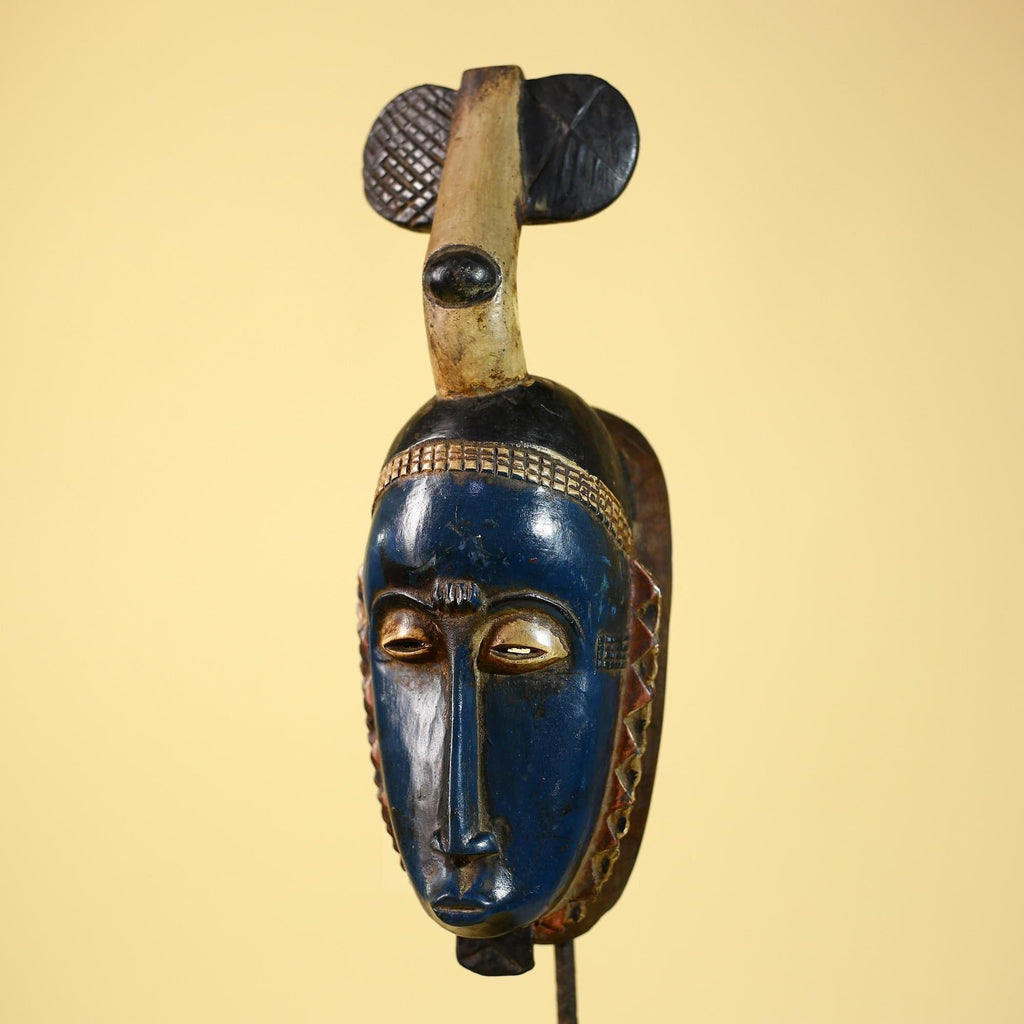 African Mask Wooden Art Baule Tribal Wall Vintage Handmade-G6104