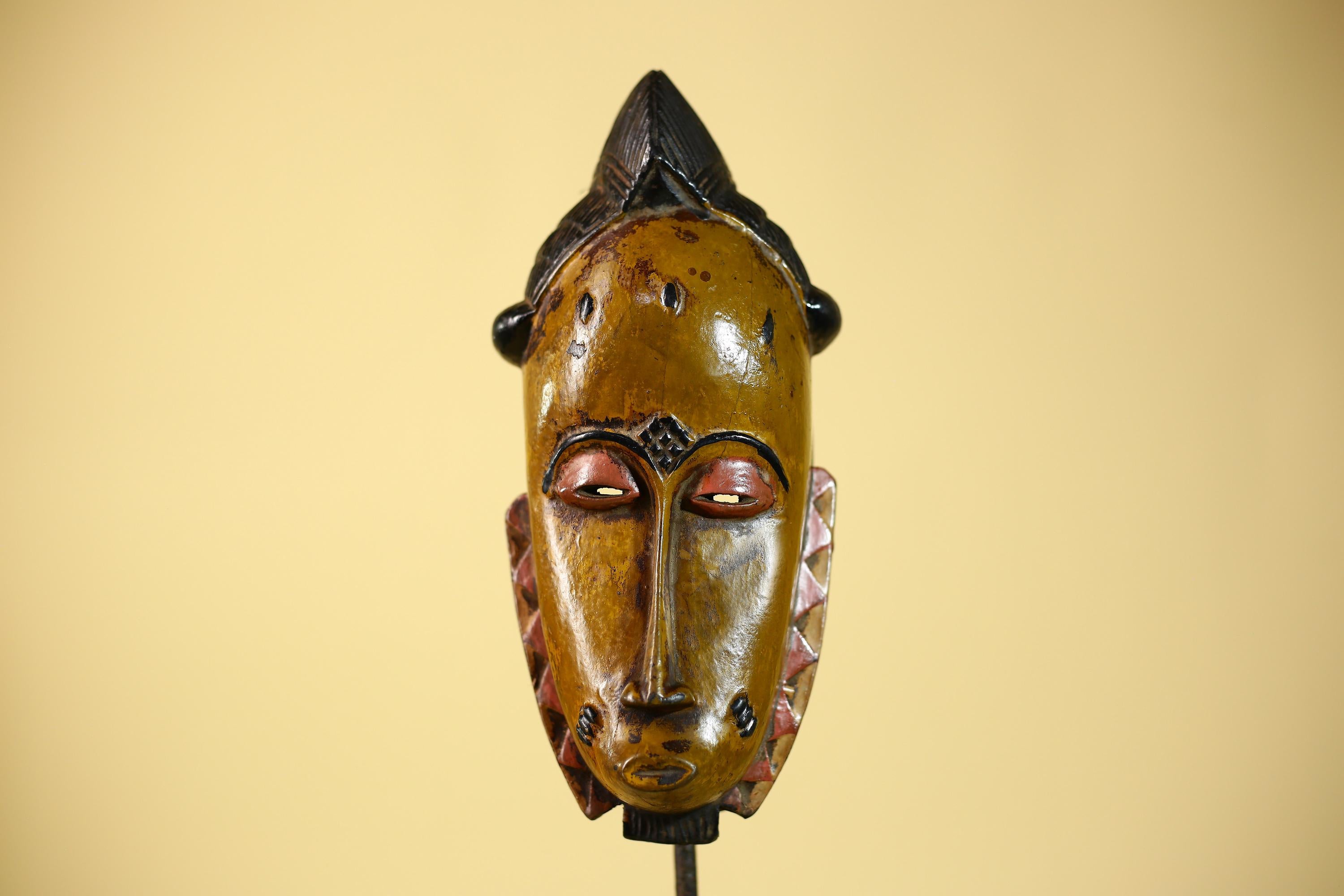 Rare African Baule Mask Handmade Wooden  Tribal Wall Art-G6105