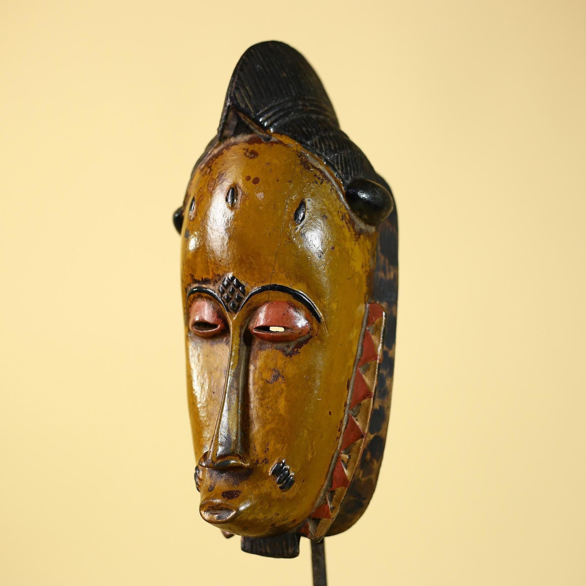 Rare African Baule Mask Handmade Wooden  Tribal Wall Art-G6105