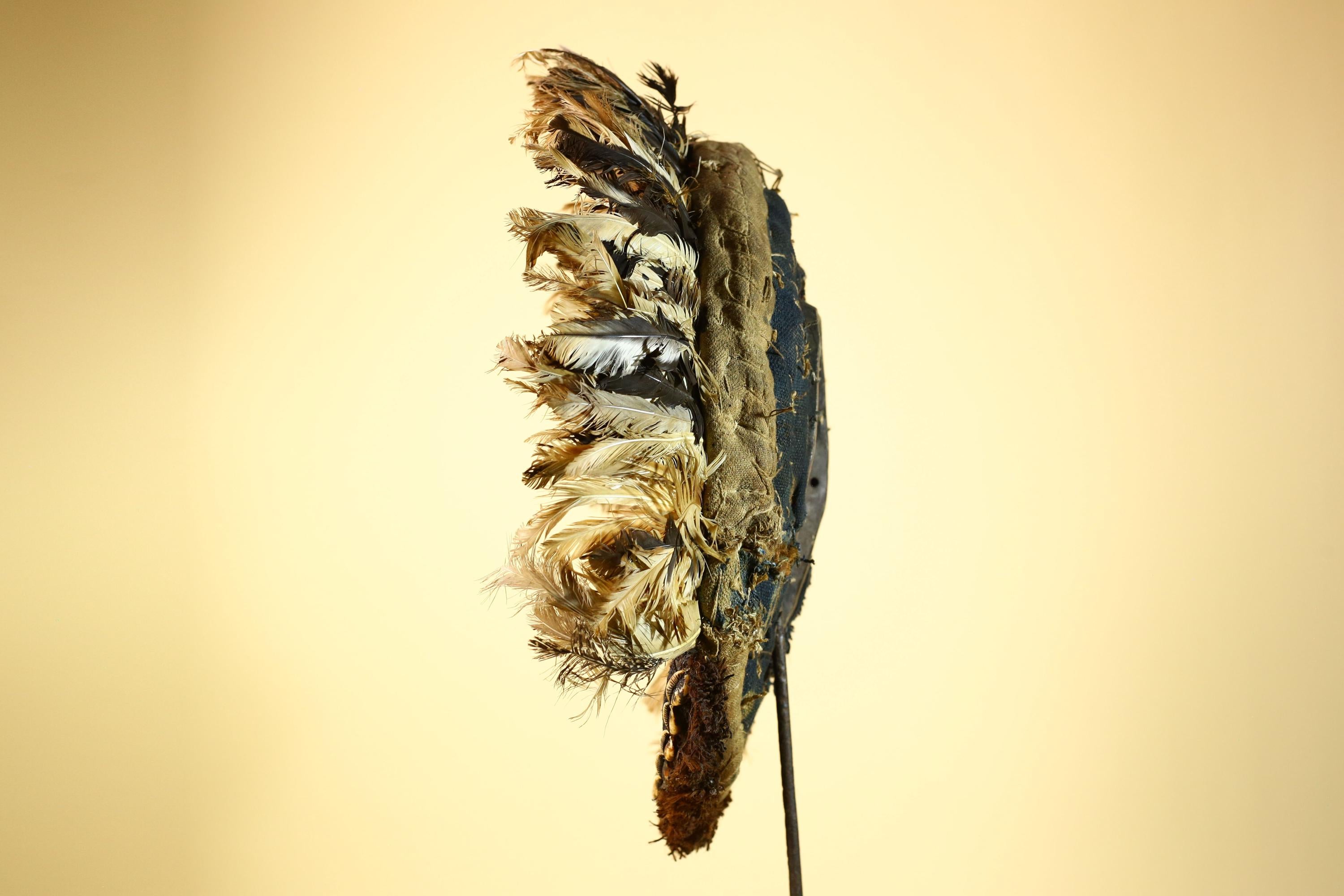 African Baule Mask Cowrie Feather Wood Carved Tribal Art Côte d’Ivoire Decor-G5988