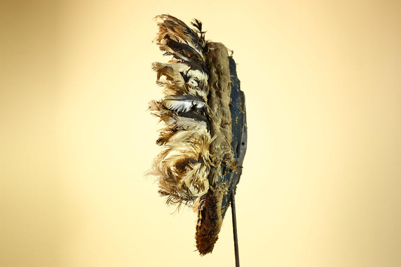 African Baule Mask Cowrie Feather Wood Carved Tribal Art Côte d’Ivoire Decor-G5988