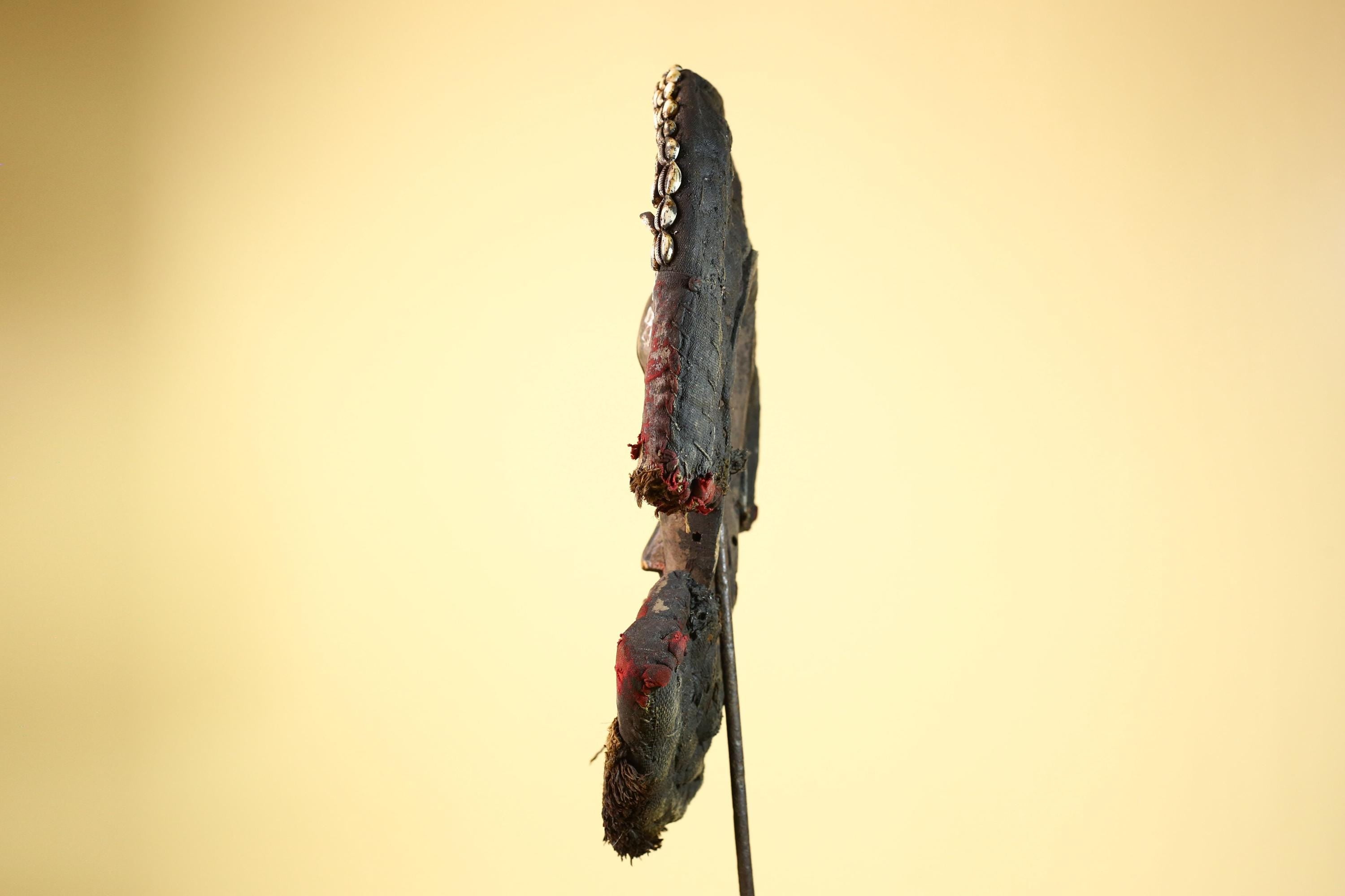 Dan Tribal Mask Cowrie Shell Cloth Wood African Ceremony Art Liberia-G5990