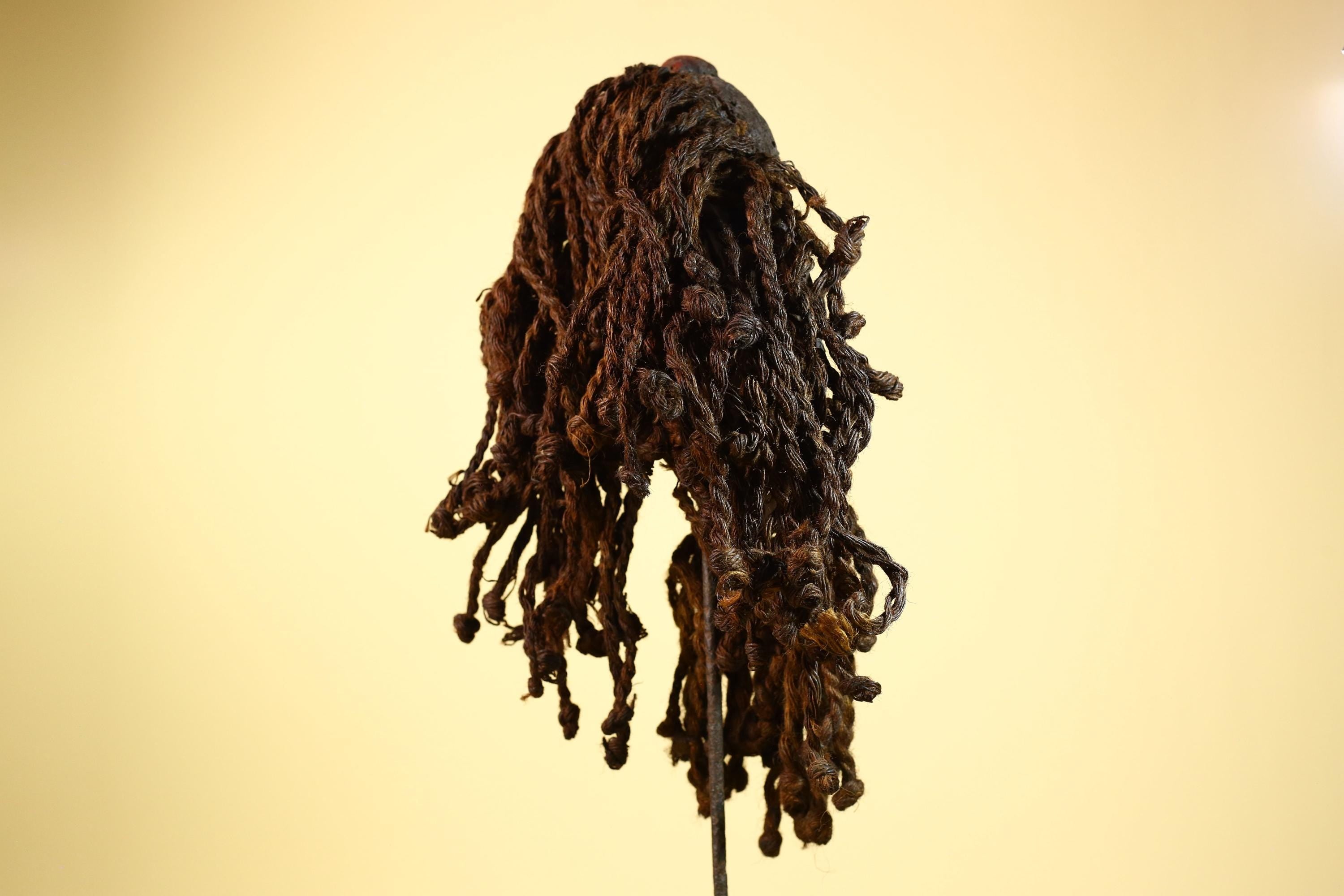 African Dan Gio Mask Wood Metal Inlay Fiber Hair Cowrie Tribal Liberia Art-G5992