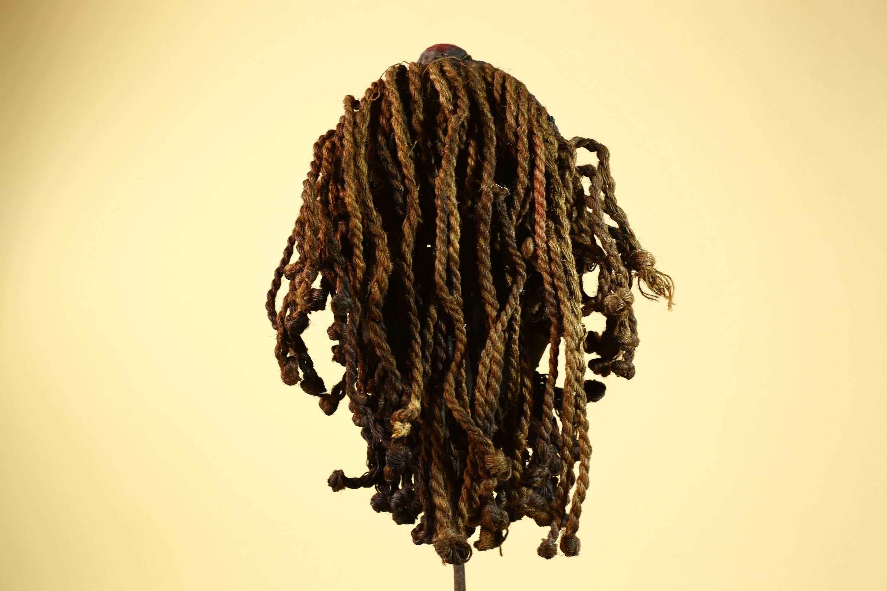 Antique Dan Deangle Mask Liberia Rope Beard Cowrie Shells Tribal Art-G5993