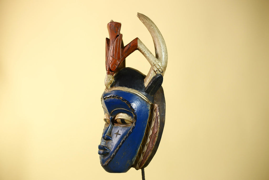 Rare African Mask Guro Wooden Art Handmade Tribal Wall Decor-G6106