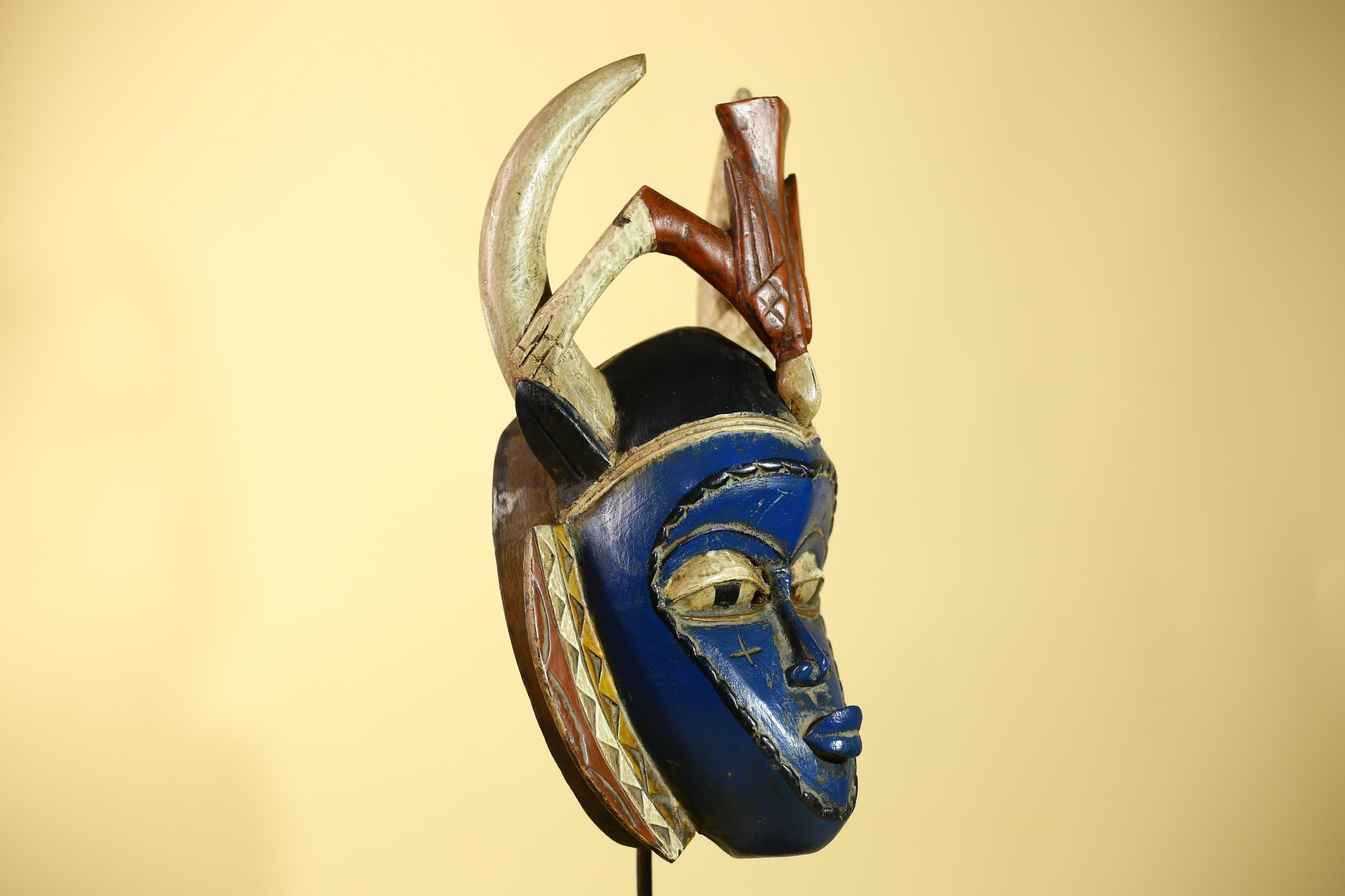 Rare African Mask Guro Wooden Art Handmade Tribal Wall Decor-G6106