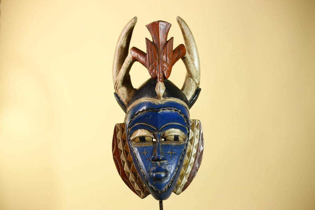Rare African Mask Guro Wooden Art Handmade Tribal Wall Decor-G6106