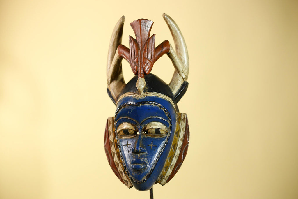 Rare African Mask Guro Wooden Art Handmade Tribal Wall Decor-G6106