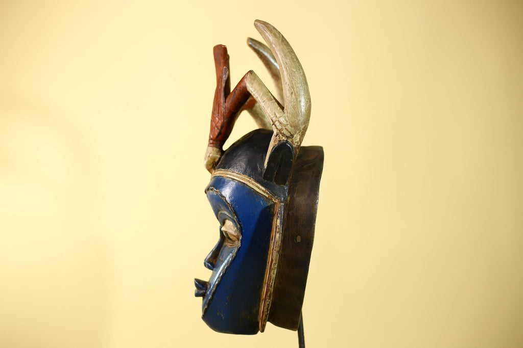 Rare African Mask Guro Wooden Art Handmade Tribal Wall Decor-G6106