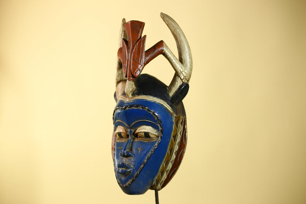 Rare African Mask Guro Wooden Art Handmade Tribal Wall Decor-G6106