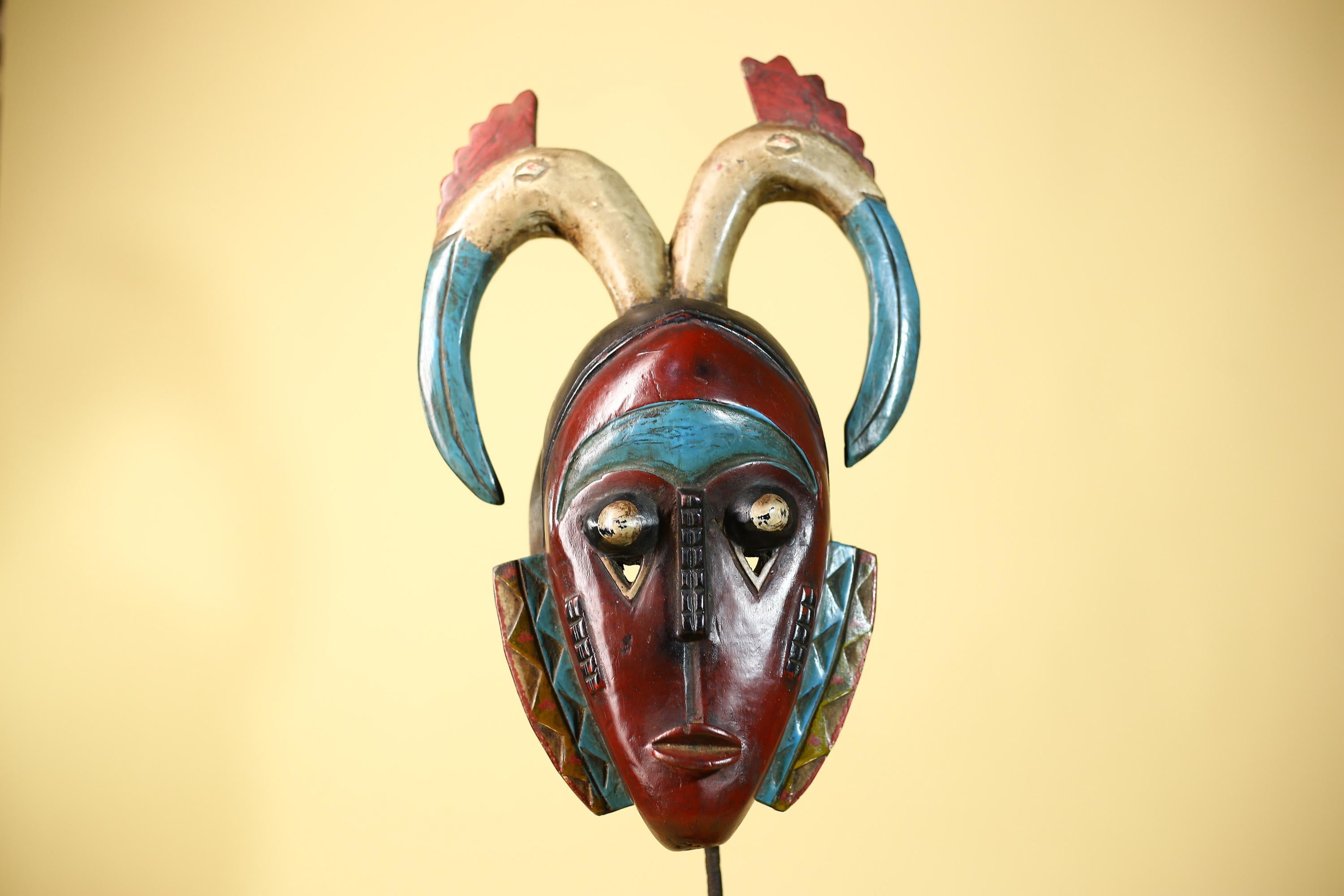 Large African Mask Guro Wooden Tribal Handmade Vintage Wall Art-G6107